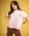 Salmon Graphic Oversized T-Shirt